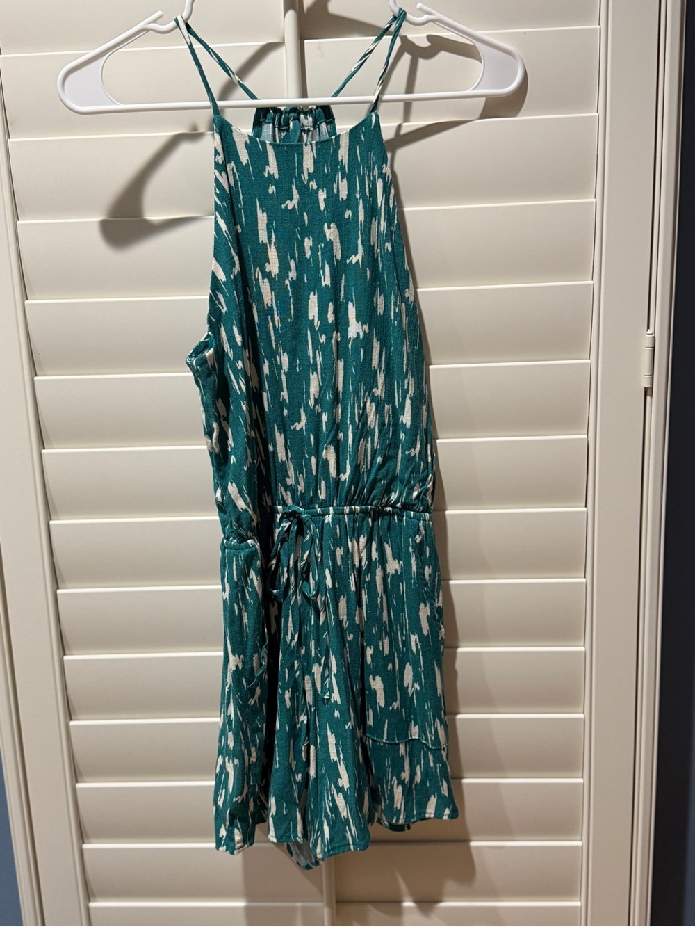 Gilli / Stitch Fix Teal Printed Romper with Tie Waist